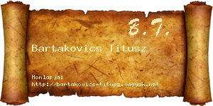 Bartakovics Titusz névjegykártya